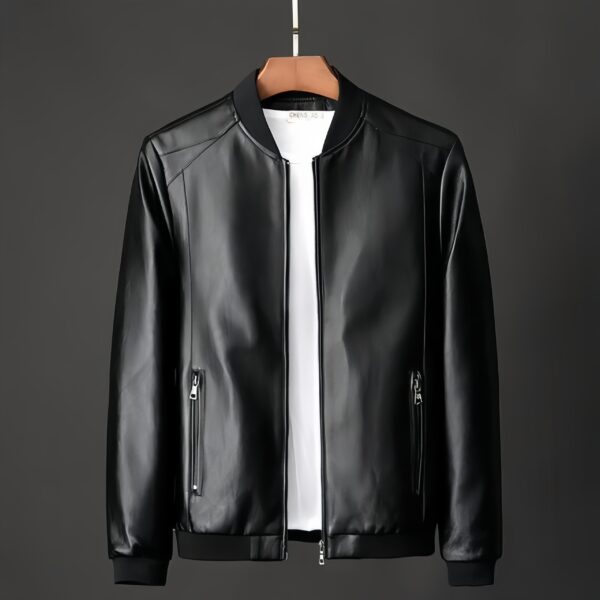 Chaqueta bomber negra para hombre - frontal sin modelo.