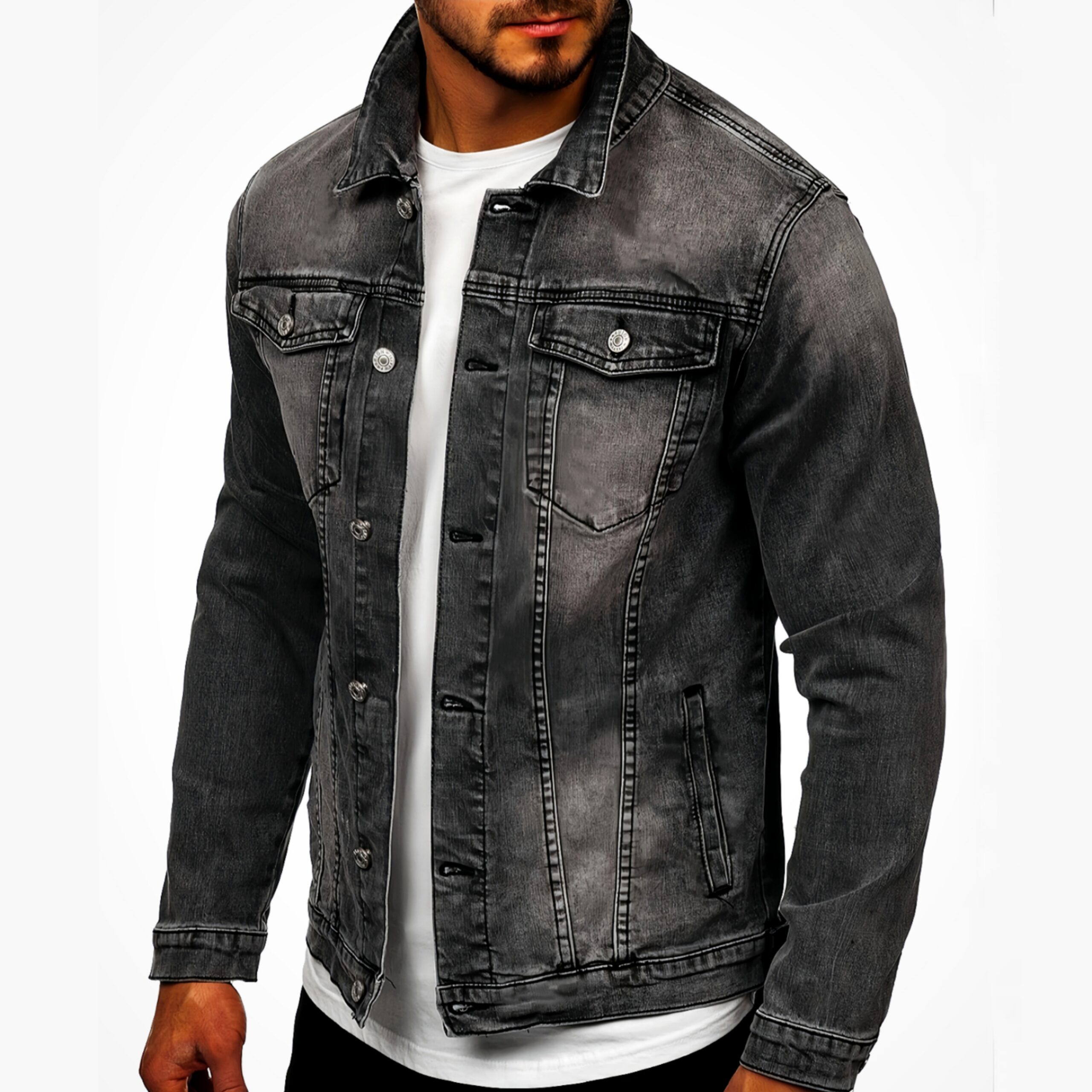 Chaqueta de Jean Gris para Hombre - Estilo urbano y moderno