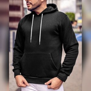 Buzo Hoodie Negro Perchado - Frente con Modelo